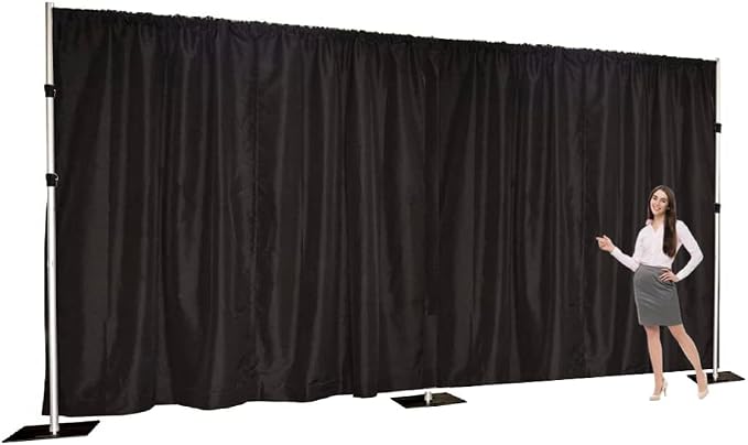 Two Layers Backdrop Made with One Piece Chiffon Tulle & Polyester for Professional Extra Wide Blackout Curtains (Black, 20 x 8 ft) | Chiffon Tulle & Polyester, Extra Wide Blackout Curtains, Theatrical Backdrops