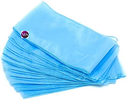VDS Pack of 25 Organza Chair Sashes for Weddings & Events Décor | Sheer Shiny Dining Chair Bows for Banquet, Party, Reception | Reusable Decorative Sash for Folding & Chiavari Chairs - Baby Blue