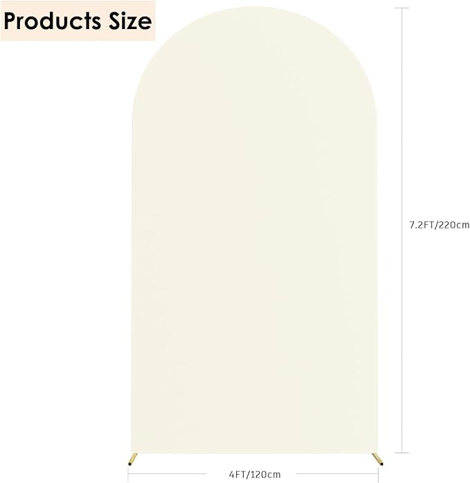 HAINARverS Wedding Arch Cover 7.2FT Spandex Fitted Stretchy Arch Stand Covers,2 Sided Round Top Chiara Backdrop Cover for Birthday Party Ceremony Banquet Baby Shower Arch Decoration(Ivory)