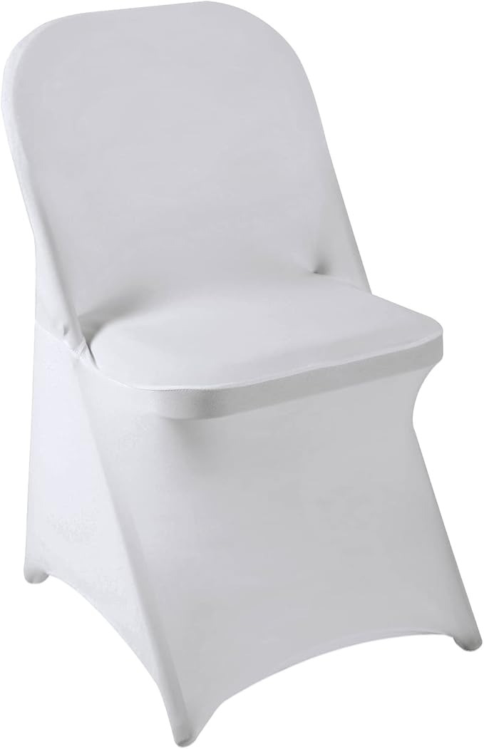 Howhic Folding Chair Covers for Party 12pcs, Sliver Universal Spandex Chair Covers for Folding Chairs, Stretchy Fitted Chair Covers for Wedding, Party, Banquet, Conference (12pcs, Sliver)