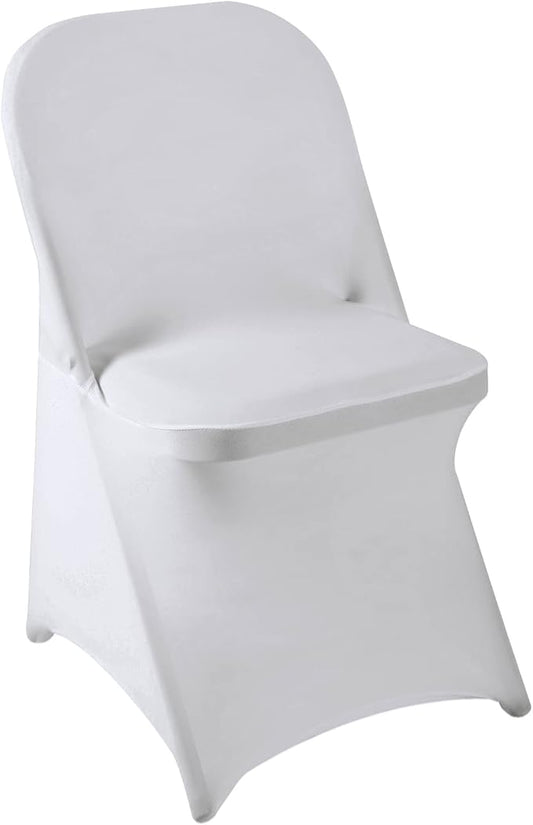 Howhic Folding Chair Covers for Party 12pcs, Sliver Universal Spandex Chair Covers for Folding Chairs, Stretchy Fitted Chair Covers for Wedding, Party, Banquet, Conference (12pcs, Sliver)