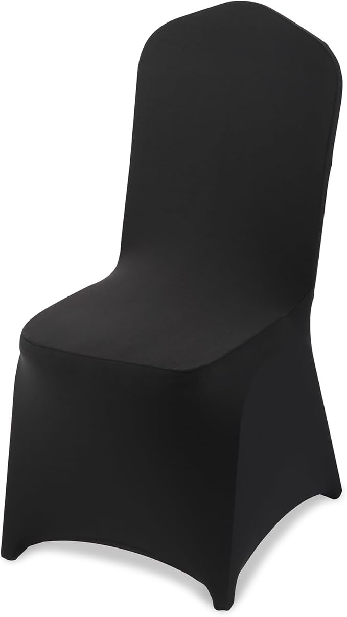VEVOR Chair Covers, Polyester Spandex Chair Cover, Stretch Slipcovers for Wedding Party Dining Banquet Flat-Front Chair Covers (Black-a, 100PCS)