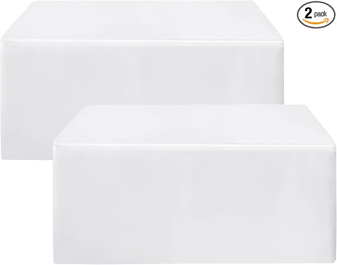 HolidayIdeas 2 Pack Fitted Table Clothes - 48 x 24 Inch - White Rectangle Tablecloths for 4 Foot Tables, Polyester Fabric Tablecloth for Folding Table, Parties, Birthday, Wedding, Trade Show