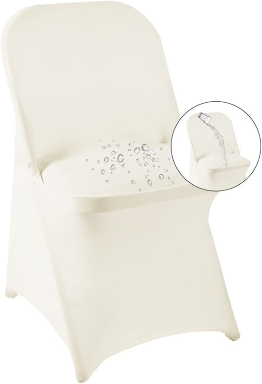 magalo 20 Pack Ivory Spandex Folding Waterproof Chair Cover, Stretch Chair Cover Protector for Wedding, Party, Dining Banquet and Other Special Events