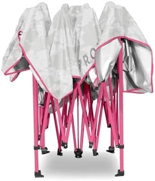 Roxy 10x10 Pop Up Canopy – Outdoor Beach Tent with Easy Up One-Push Setup – Portable Shade Shelter for Beach, Tailgate, Family Trips, RV Camping – Folding Gazebo with Wheeled Bag – Hot Pink/White