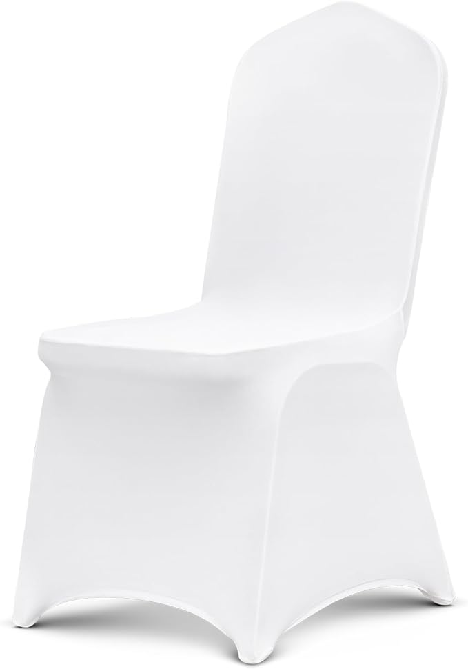 VEVOR Chair Covers, Polyester Spandex Chair Cover, Stretchy Flat-Front Chairs Protective Slipcover, Universal Fitted for Dining Party Wedding Banque (105PCS, White)