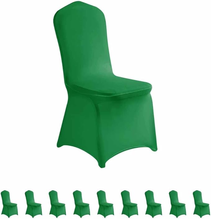 LZY 10pcs Spandex Chair Cover Stretch Slipcovers for Wedding Party, Dining Banquet Chair Decoration Covers (Emerald, 10)