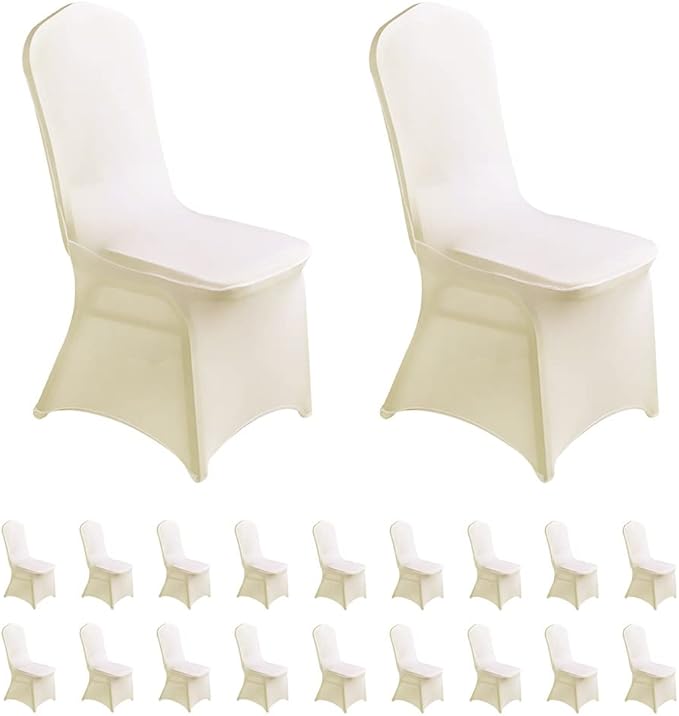 LZY Spandex Chair Cover Stretch Slipcovers for Wedding Party, Dining Banquet Chair Decoration Covers (Ivory, 20)
