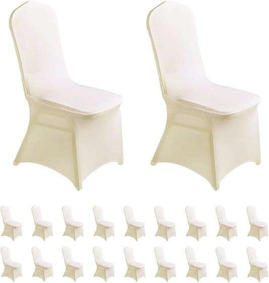 LZY Spandex Chair Cover Stretch Slipcovers for Wedding Party, Dining Banquet Chair Decoration Covers (Ivory, 20)