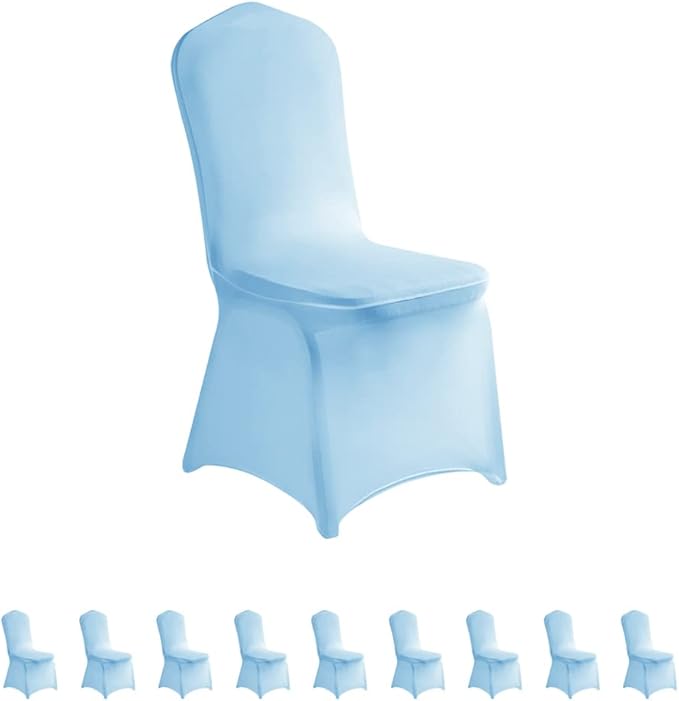 LZY 10pcs Spandex Chair Cover Stretch Slipcovers for Wedding Party, Dining Banquet Chair Decoration Covers (Blue Mist, 10)