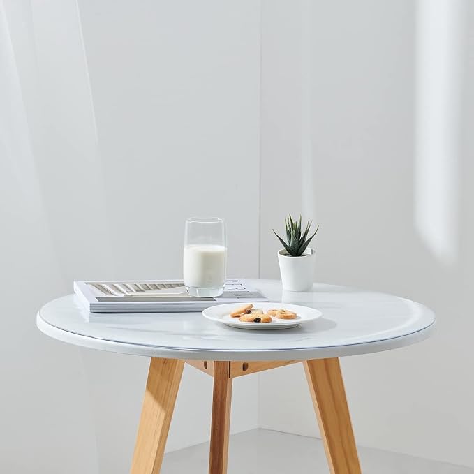 52 Inch Frosted Round Table Cover Protector, 1.5mm Thick Plastic Desk Protector Mat, Round Waterproof PVC Desk Cover, Vinyl Placemats for Circle Desktop, Coffee Table, Dining Room Table