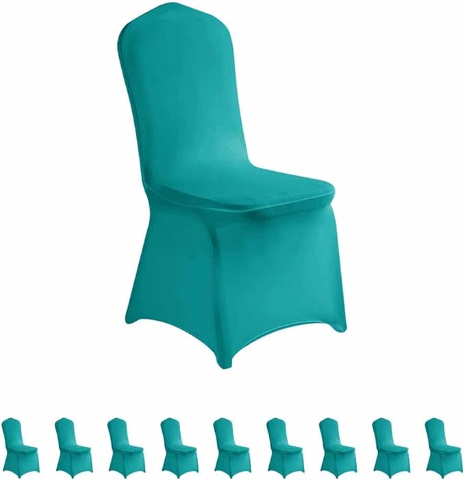 LZY 10pcs Spandex Chair Cover Stretch Slipcovers for Wedding Party, Dining Banquet Chair Decoration Covers (Turquoise, 10)