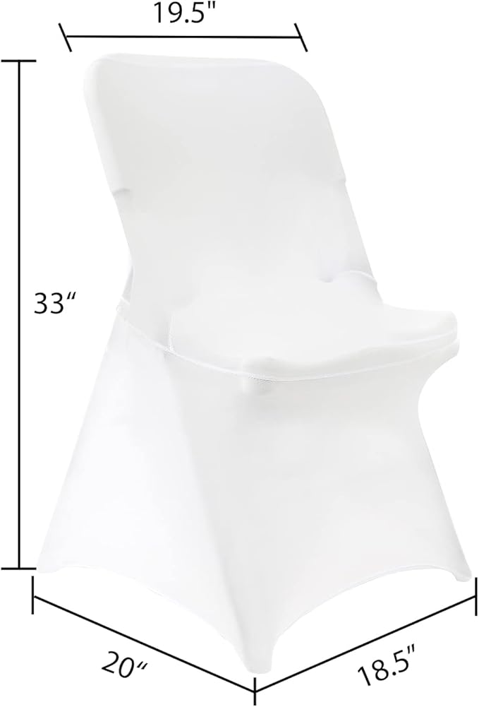 Howhic Folding Chair Covers - 50pcs, Stretchy Fitted Universal Spandex Covers for Wedding, Party, Banquet, Conference (White)