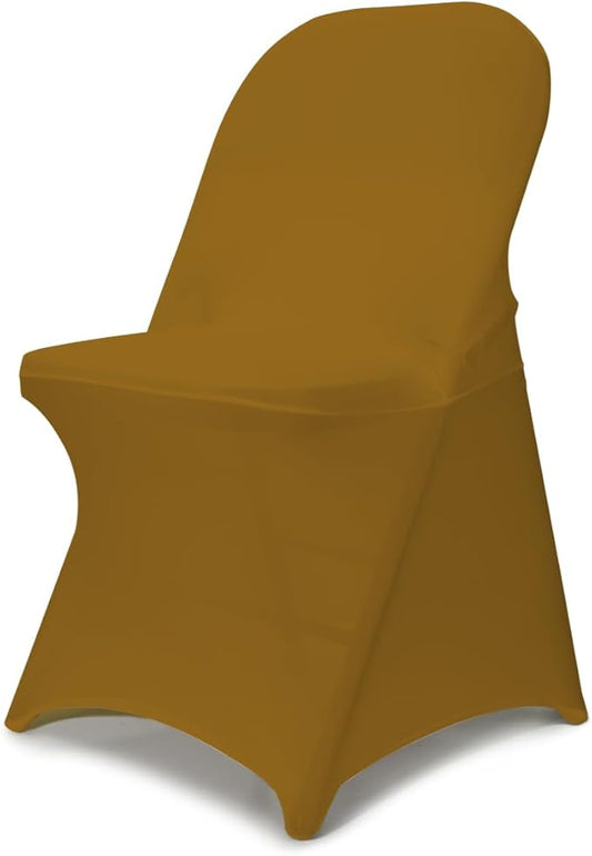 Babenest Spandex Folding Chair Covers - 30PCS Upgraded Universal Stretch Washable Fitted Chair Slipcovers Protector for Wedding, Holidays, Banquet, Party, Celebration (Gold)