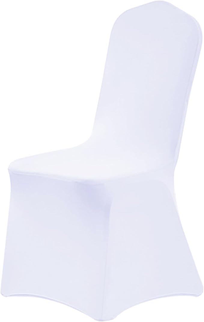 Asnomy Chair Covers Stretch Spandex Chair Covers Universal Fitted Chair Cover Protector for Wedding,Party,Dining and Banquet（White, 50 PCS