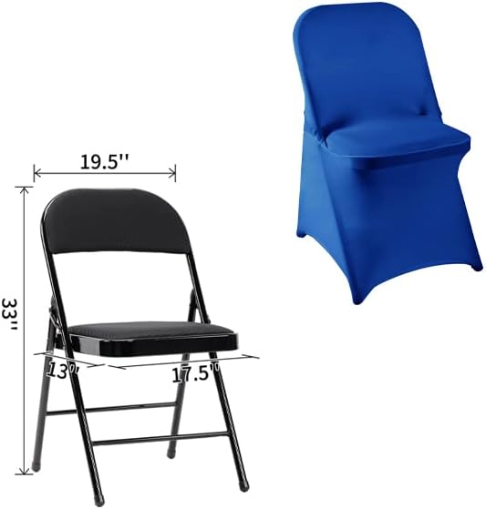 12 PCS Waterproof Stretch Spandex Folding Chair Covers, Dining Room Chair Slipcovers Protector for Wedding, Banquet, Party, Holidays, Celebration and Decoration（Royal Blue）