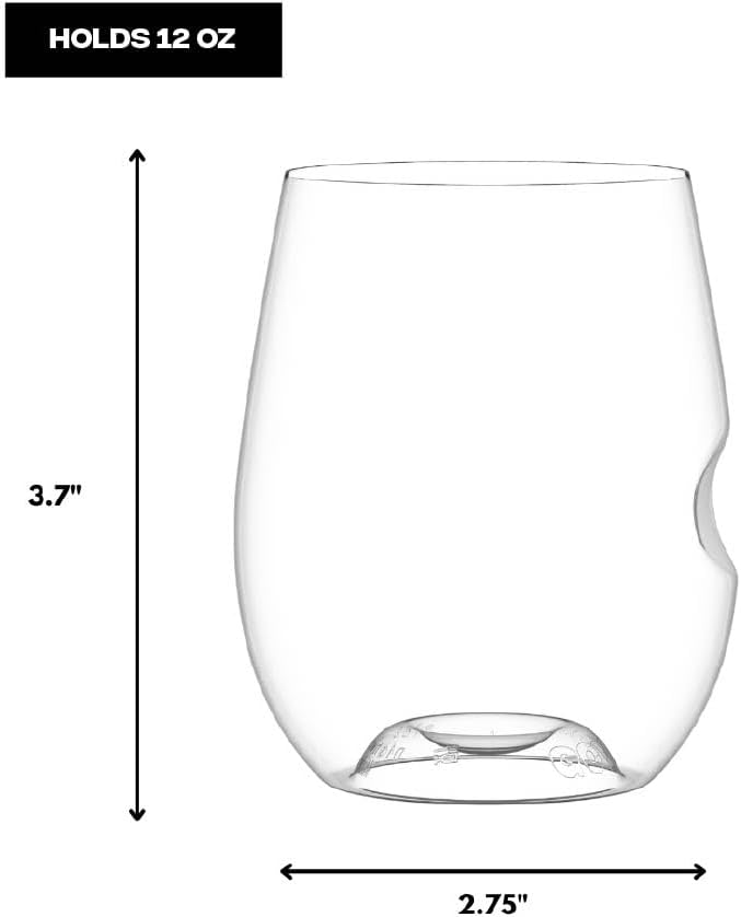 Unbreakable Stemless Wine Glass – Set of 72, 12oz, Dishwasher Safe, BPA-free Tritan, Clear Stemless White Wine Glasses, Shatterproof for Indoor, Outdoor, Everyday Use. Reusable, Made in the USA