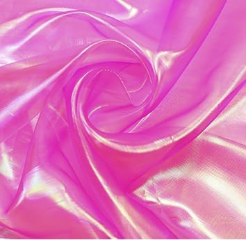 YYCRAFT Two Tone Sheer Organza Fabric by The Yard for Curtain Weddings Decor 2 Yards, Iridescent Shocking Pink
