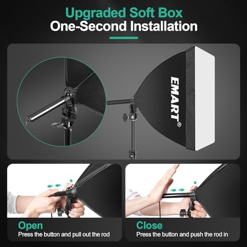 EMART Backdrop Stand 10x7ft(WxH) Photo Studio Adjustable Background Stand Support kit 16"x16" Pull Softbox Photography Lighting Kit with 50W 3000K-6000K LED Bulb with Remote/APP Control
