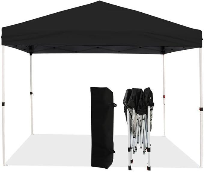 Northroad 8X8 FT Pop Up Canopy, Outdoor Instant Canopy Tent w/Carrying Bag, Portable Gazebo Shelter for Wedding Party,Commercial Event,Patio,Garden,Beach -Black