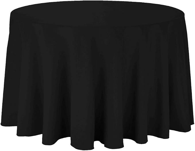 10 pcs Round Tablecloth for Home, Party, Wedding or Restaurant Use. (Black, 108" Round)
