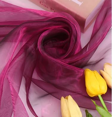 YYCRAFT Two Tone Sheer Organza Fabric by The Yard for Curtain Weddings Decor 5 Yards, Fuschia