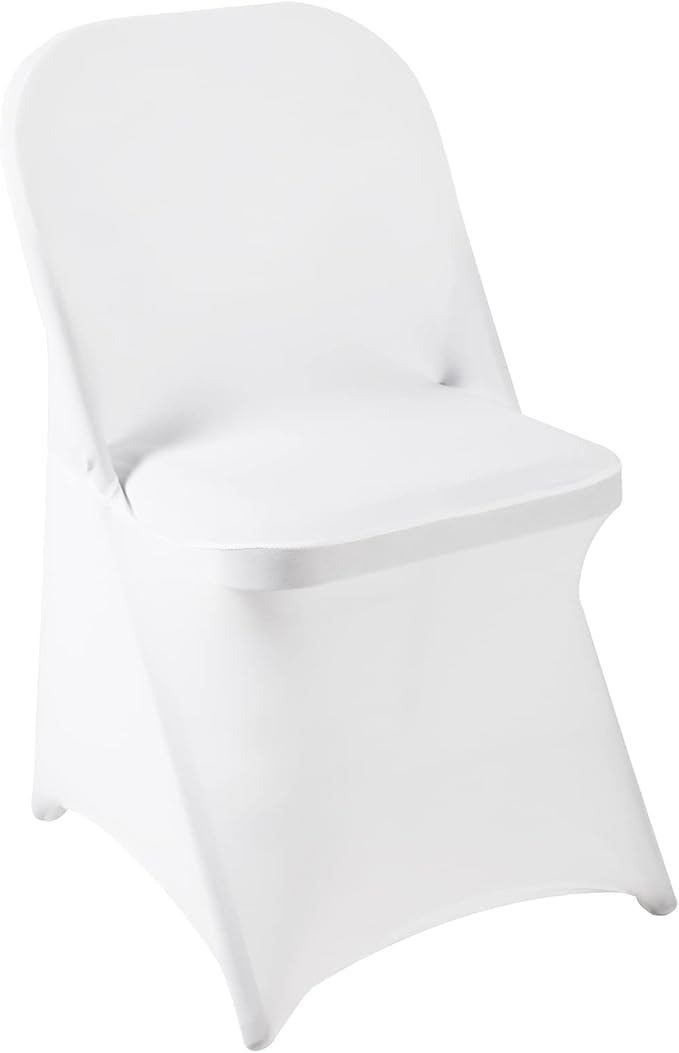 Howhic Folding Chair Covers - 50pcs, Stretchy Fitted Universal Spandex Covers for Wedding, Party, Banquet, Conference (White)
