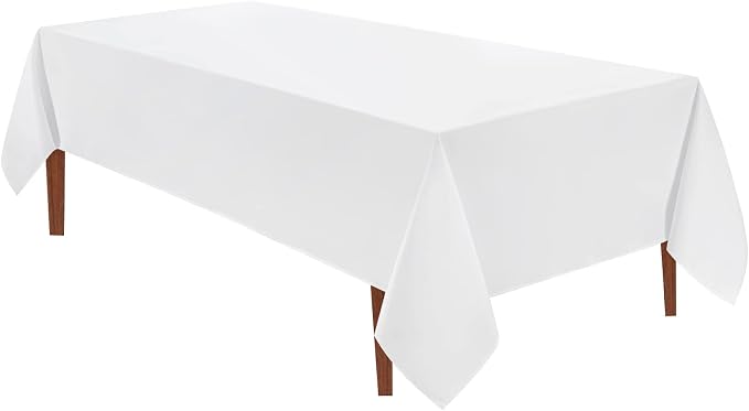 VidaFete 1 Pack Tablecloth 60 * 120inch Rectangle Table Cloth Polyester, Stain Wrinkle Resistant Dining Table Cover for Kitchen Dinning Party Wedding Rectangle Tabletop Buffet Decoration(White)