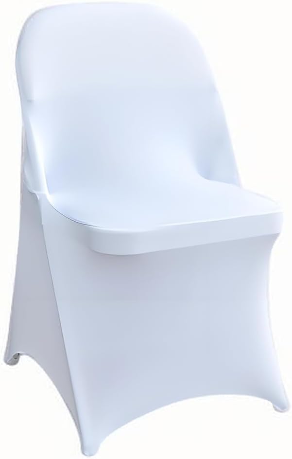 10 Pcs White Folding Chair Cover Washable Removable Universal Fitted Chair Cover Protector for Wedding Party Banquet Holidays Celebration Decoration Chair Covers