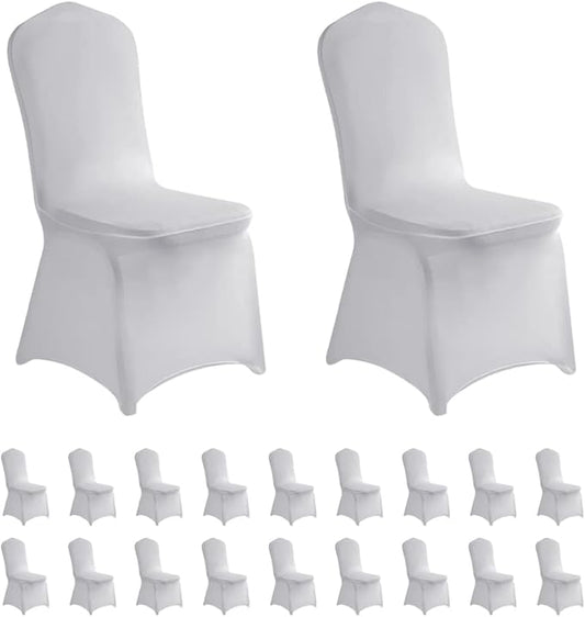 LZY 20pcs Spandex Chair Cover Stretch Slipcovers for Wedding Party, Dining Banquet Chair Decoration Covers (Silver, 20)