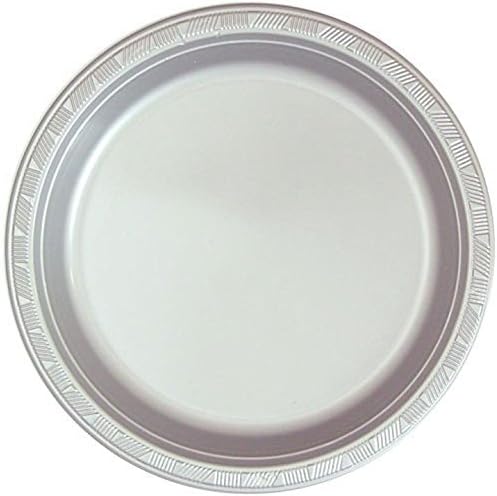 Exquisite Party Solids Silver Plastic Plates For Party Supplies 7" Silver Disposable Plates Heavy Duty 50 Pcs Plastic Dinnerware Sets Heavy Duty 350 GSM Disposable Dinnerware Set