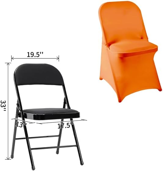 12 PCS Waterproof Stretch Spandex Folding Chair Covers, Dining Room Chair Slipcovers Protector for Wedding, Banquet, Party, Holidays, Celebration and Decoration（Orange）