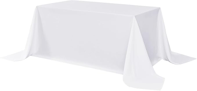 sancua Rectangle Tablecloth - 90 x 132 Inch - Water Resistant Spill Proof Washable Polyester Table Cloth, Decorative Fabric Table Cover for Dining Tables, Buffet Parties and Camping, White