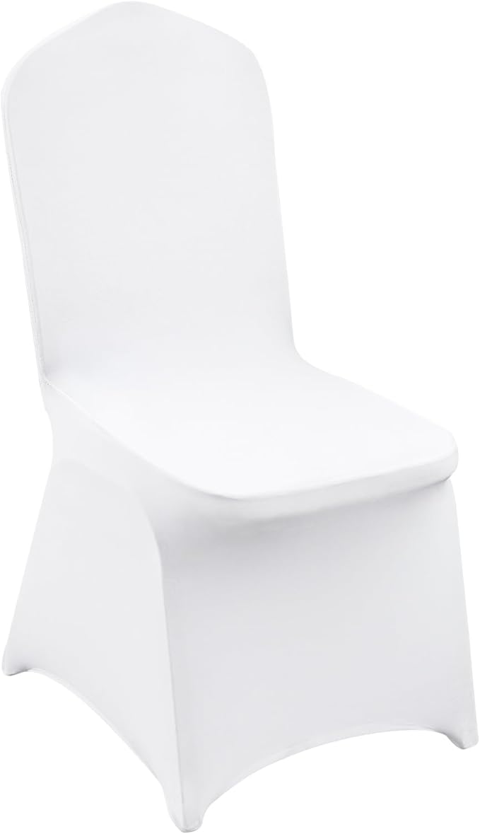 VEVOR 30 Pcs Flat-Front Chair Covers Polyester Spandex Chair Cover Stretch Slipcovers, Wedding, Holiday, Banquet, Party, Celebration, Dining,White