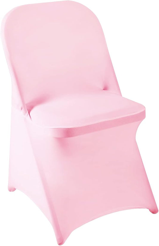 Howhic Folding Chair Covers for Party - 36pcs, Pink Universal Spandex Stretchy Fitted Chair Covers for Wedding, Banquet, Conference