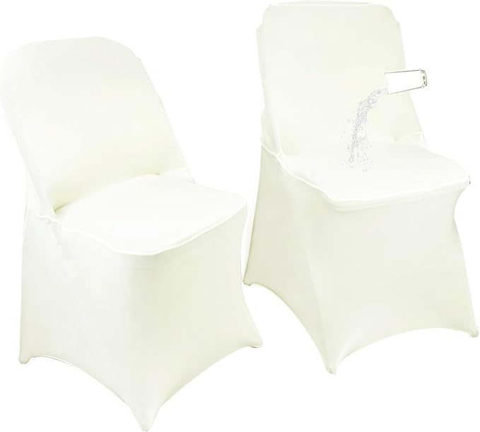 40PCS Stretch Spandex Folding Waterproof Chair Covers,Universal Fitted Chair Cover Protector for Wedding Party Banquet Holidays Celebration Decoration(Ivory)