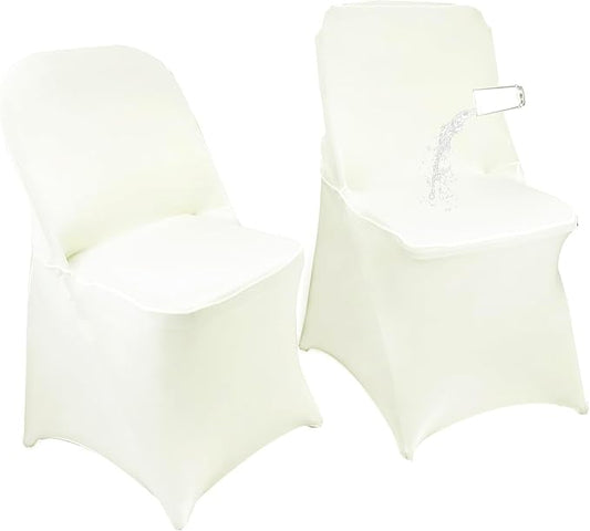 40PCS Stretch Spandex Folding Waterproof Chair Covers,Universal Fitted Chair Cover Protector for Wedding Party Banquet Holidays Celebration Decoration(Ivory)