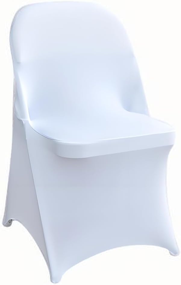 50 Pcs White Folding Chair Cover Washable Removable Universal Fitted Chair Cover Protector for Wedding Party Banquet Holidays Celebration Decoration Chair Covers