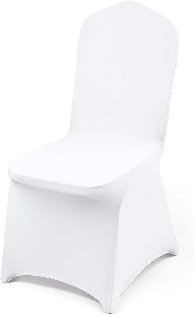 VEVOR Chair Covers, Polyester Spandex Chair Cover, Stretch Slipcovers for Wedding Party Dining Banquet Flat-Front Chair Covers (White-a, 53PCS)