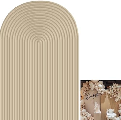 2D Printed Ripples Party Arch Covers Arched Backdrop Cover Stretchy Cover for Party Decoration Round Top Frame Spandex Cover (Beige Cover454,5x2.2ft)