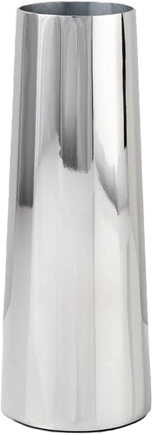 Serene Spaces Living Small Silver Cylinder Metal Vase, Elegant Flower Vase for Wedding, Anniversary, Home Decor, Table Centerpiece for Coffee Table, Dining Table, Countertop, 2.25" Diameter & 6" Tall