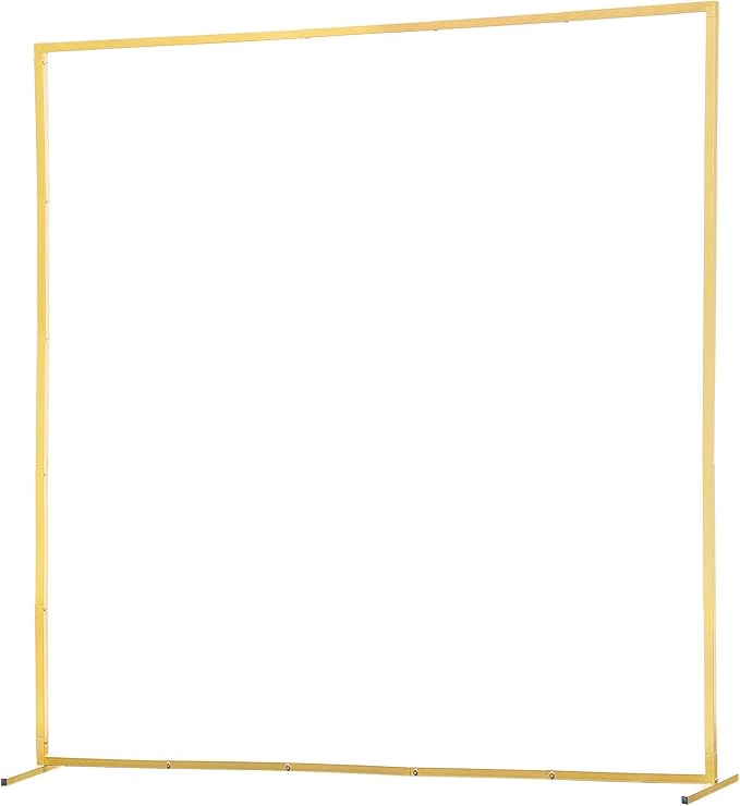 VEVOR Arch Backdrop Stand, 6.6 x 6.6 ft, Stable Structure, Easy Assembly, Square Gold Metal Arch Backdrop Stand for Wedding, Birthday Party, Graduation, Holiday Celebration, and Ceremony Decoration