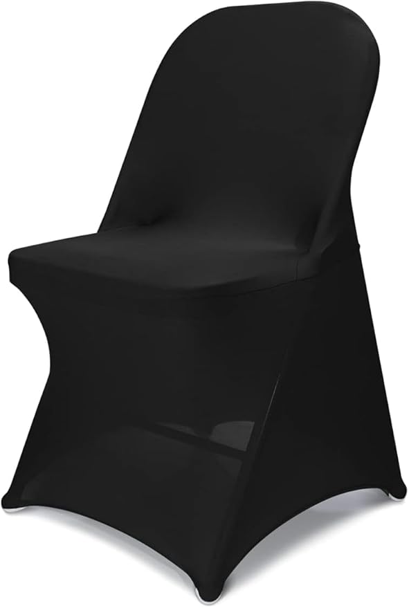 Folding Chair Covers Black Stretch Spandex Chair Covers Upgraded Universal Washable Fitted Chair Slipcovers Protector for Party, Wedding, Holidays, Banquet, Celebration (Black)