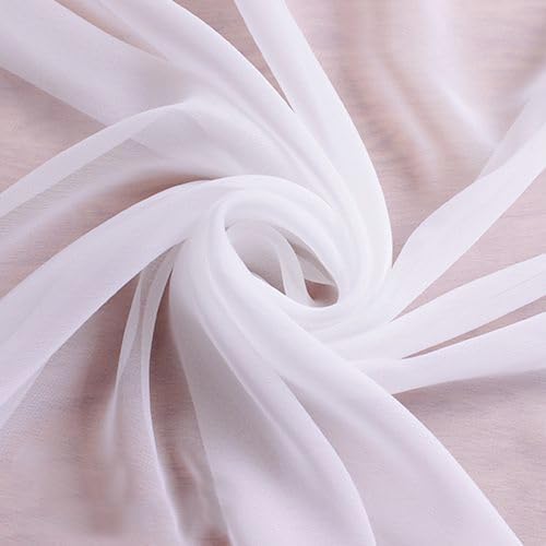 YYCRAFT Chiffon Fabric by The Yard 59" Wide 2 Yards, White