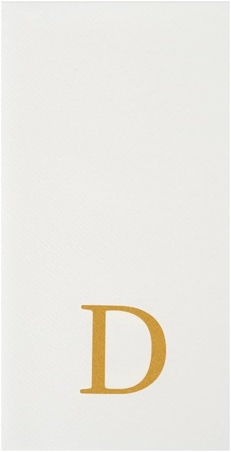 Luxenap 15.8 X 7.9 Inch Linen-Feel Guest Towels, 2000 Lettered Hand Towels - Gold Letter 'D', Sans Serif Font, White Paper Dinner Napkins, airlaid, For Restrooms And Tables - Restaurantware