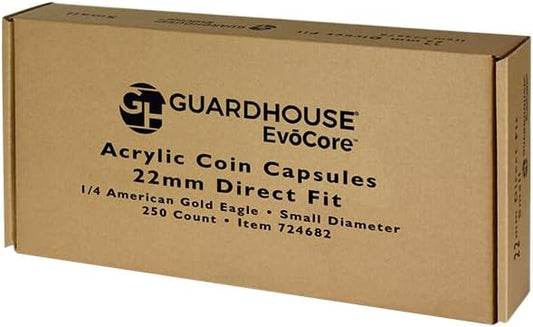 Guardhouse 22mm Direct Fit Coin Capsule for ¼ Ounce American Gold or Platinum Eagle or Other Similar Sized Coins Pack of 250