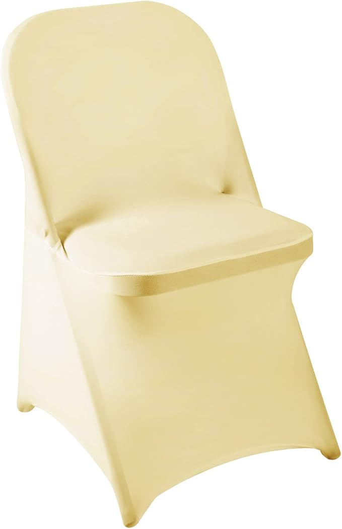 Howhic Folding Chair Covers 12pcs, Champagne Universal Spandex for Wedding, Party, Banquet, Conference - Stretchy Fitted