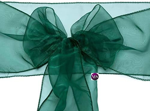 VDS Pack of 200 Organza Chair Sashes for Weddings & Events Décor | Sheer Shiny Dining Chair Bows for Banquet, Party, Reception | Reusable Decorative Sash for Folding & Chiavari Chairs - Hunter Green