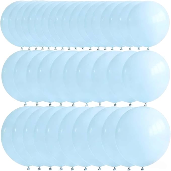 50 Pcs Light Blue Balloons Kit 18 24 36 Multi Sizes Pastel Blue Giant Balloon, Use for Pool Party Birthdays Baby Shower Gender Reveal Party Decoration