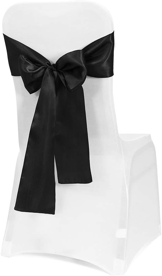 Obstal 10 PCS Satin Chair Sashes Bows for Wedding Reception- Universal Chair Cover Back Tie Supplies for Banquet, Party, Hotel Event Decorations